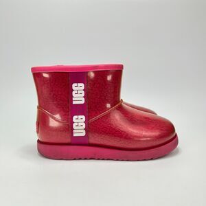 UGG Classic Clear Pink Lined Rain Winter Slip On Bootie Shoes Youth Size 4